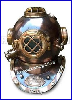 Copper Brass Made 18'' Antique U S Navy Mark V Diving Divers Helmet