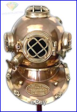 Copper Brass Made 18 Boston Mass Antique U S Navy Mark V Diving Divers Helmet