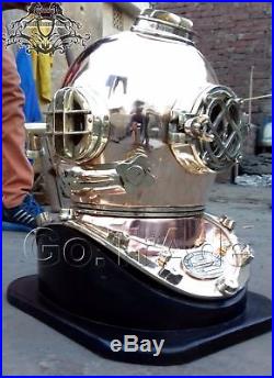Copper & Brass U. S Navy Boston Mass Double Rings Diving Divers Helmet Sea Scuba