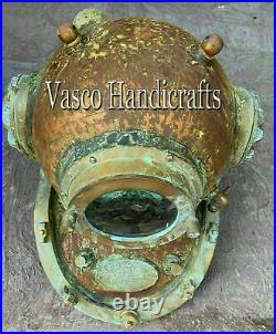 Copper Brass Vintage Diving Helmet US Navy Boston Mark Antique SCA Marine Scuba