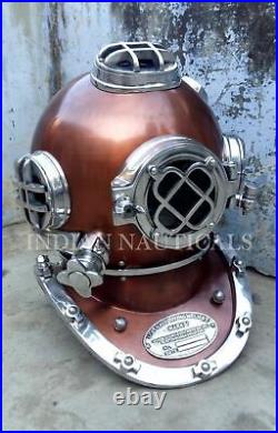 Copper Vintage Boston Divers Diving Helmet US Navy Mark Deep Sea Scuba Marine