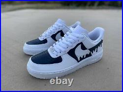 Custom Nike Air Force 1 Drip Inverse Any Size Made For Order Navy White