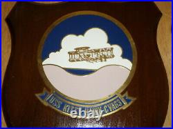 Cva63 Uss Kitty Hawk- Aircraft Carrier, Metal Logo, Wooden Wall Plaque / Sign