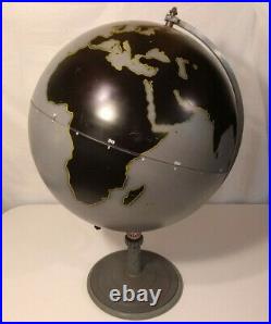 Denoyer Geppert Globe 24 Metal Navy Gray Vintage 1940s Mint Condition