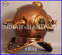 Diver U. S Navy Mark V Solid Copper and Brass Boston Mass Full Size Diving Helmet