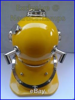 Diving Divers Helmet Solid Brass U. S Navy Mark V Yellow