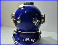 Diving Helmet Blue Mark V Deep Antique U. S. Navy Diver Vintage Water Decor Style