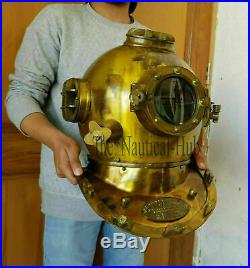Diving Helmet U. S Navy Mark V Deep Sea Antique Scuba Vintage 18 Divers Helmet