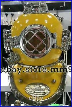 Diving Helmet Yellow Mark V Antique U. S. Navy Diver Vintage Water Decor Style