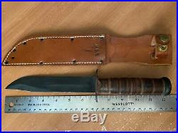 Early Screw Pommel Ww2 Camillus Usn Mk2 Bowie Knife & Usn Marked Leather Sheath