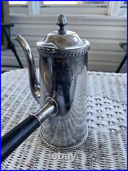 Early US Navy Officers Mess Teapot Engraved Fouled Anchor USN Silver Plated IS