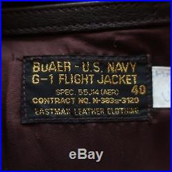 Eastman Leather Clothing Buaer US Navy G-1 Flight Jacket 40R USN 55J14 Vtg