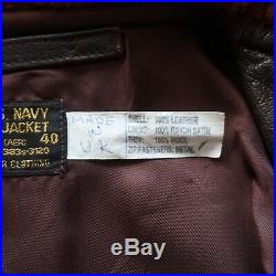 Eastman Leather Clothing Buaer US Navy G-1 Flight Jacket 40R USN 55J14 Vtg