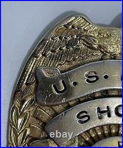 El Paso Texas Vintage Obsolete US Navy Shore Patrol Badge Gold Patina Lapel #3