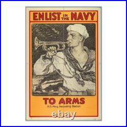 Enlist In The Navy Historical Recruiting WWII Propaganda Poster Aluminum Sign