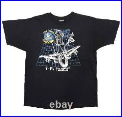 F-14 TOMCAT TOP GUN Anytime Baby Vintage 1987 Military Aircraft L Black T-Shirt