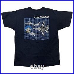 F-14 TOMCAT TOP GUN Anytime Baby Vintage 1987 Military Aircraft L Black T-Shirt