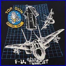 F-14 TOMCAT TOP GUN Anytime Baby Vintage 1987 Military Aircraft L Black T-Shirt