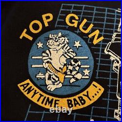 F-14 TOMCAT TOP GUN Anytime Baby Vintage 1987 Military Aircraft L Black T-Shirt