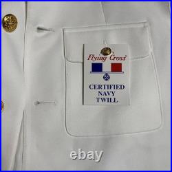 Flying Cross US Navy Twill White Uniform Coat Sz-46 & 2 Trousers Sz-38 New