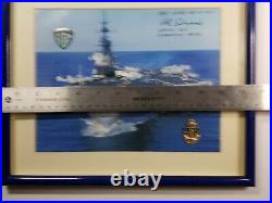 Framed Picture USS Midway CV-41 Signed By CO Captain Arthur K. Cebrowski