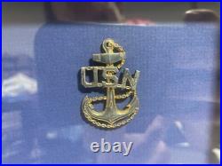 Framed US Navy Lot 1880s-1920s Naval Academy Buckle & Chief Petty Foul Anchor