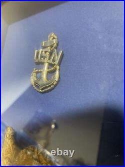 Framed US Navy Lot 1880s-1920s Naval Academy Buckle & Chief Petty Foul Anchor Framed US Navy Lot 1880s-1920s Naval Academy Buckle & Chief Petty Foul Anchor