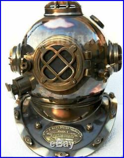 Full Size Antique U. S Navy Brass Divers Diving Helmet Mark V Deep sea Scuba gift