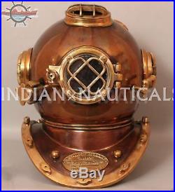 Full Size Diving Helmet Diver Solid Copper and Brass Boston Mass U. S Navy Mark V