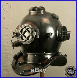 Full size black Mark V Deep U. S. Navy island Antique Vintage Helmet Diving Diver
