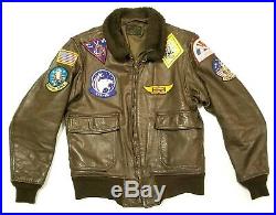 G-1 Vintage Leather Jacket with Military Patches Bomber USN Navy Fighter Pilot G1