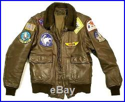 G-1 Vintage Leather Jacket with Military Patches Bomber USN Navy Fighter Pilot G1
