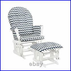 Glider Chair&Ottoman Nursery Rocking Furniture Baby Rocker Seat W Navy Chevron