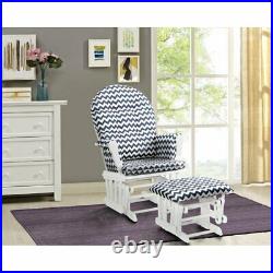 Glider Chair&Ottoman Nursery Rocking Furniture Baby Rocker Seat W Navy Chevron