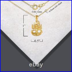 Gold United States Navy Officially Licensed Anchor Rope Emblem Necklace