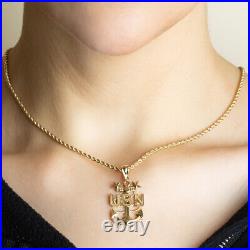 Gold United States Navy Officially Licensed Anchor Star Emblem Necklace