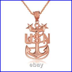Gold United States Navy Officially Licensed Anchor Star Emblem Necklace