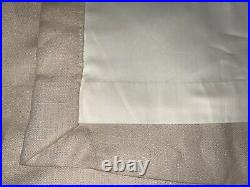 Gorgeous Kravet Custom Beige Linen Pinch Pleat Drapes With Navy Trim 86l