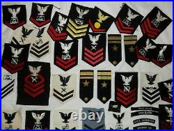 HUGE Lot of UNITED STATES NAVY Patches Rank Insignia, Etc