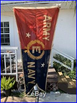 HUGE US WWII Army-Navy E Excellence in OIL Production Award Pennant Flag 8ft