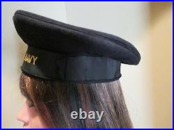 Hat Military Antique Vintage Size 6 7/8 Flat Top U S Navy Uniform #B1
