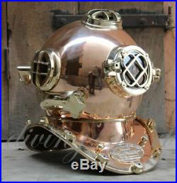 Heavy USN Mark V Copper & Brass Diving Divers Helmet Full Size