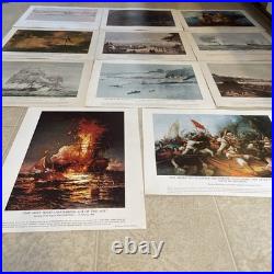 Historical US Naval Battle Ships 1781 -1950 Litho 1781- 1950. (Set Of 11) EUC