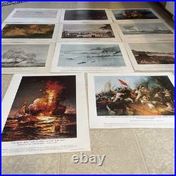 Historical US Naval Battle Ships 1781 -1950 Litho 1781- 1950. (Set Of 11) EUC