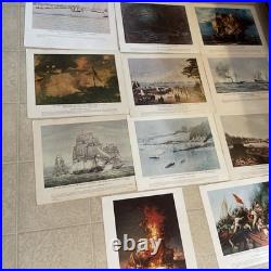 Historical US Naval Battle Ships 1781 -1950 Litho 1781- 1950. (Set Of 11) EUC