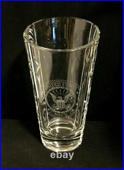 Huge Rare! United States Navy Etched Crystal Vase 7 1/2 Pounds! 12 Tall Usn T