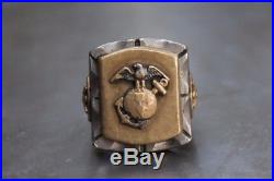 Huge USN Marines WWII Style Mexican Biker Ring FLT Fine Light Trading Mens Ring