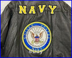 JWM Official Military Merchandise Leather Jacket 3XL United States Navy Patches