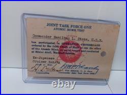 Joint Task Force One Bikini Island Nuclear Test Patch, Cover + Commanders Card