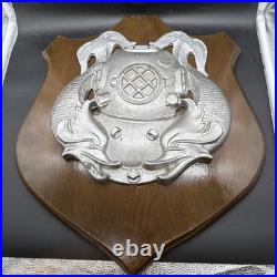 LARGE Vintage U. S. Navy USN 1st Class Diver Plaque aluminum on wood 19